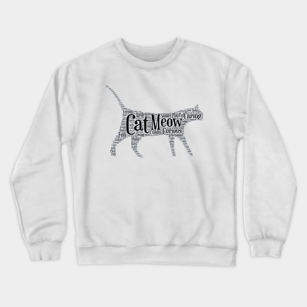 Cute Cat Word Cloud Original Art Crewneck Sweatshirt by ckandrus